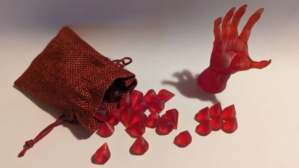 Set gocce rosso scuro con mano Edge e sacchettino