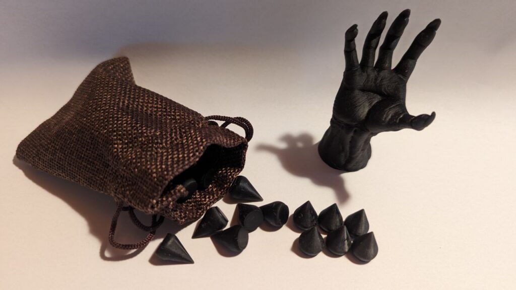 Token VtES a goccia con Edge a mano scheletrica stampati in 3D