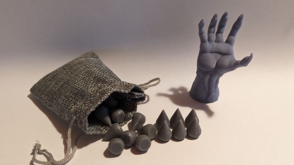 Token VtES a goccia con Edge a mano scheletrica stampati in 3D