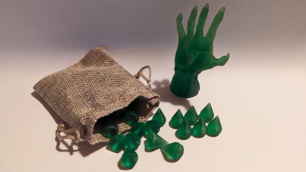 Token VtES a goccia con Edge a mano scheletrica stampati in 3D