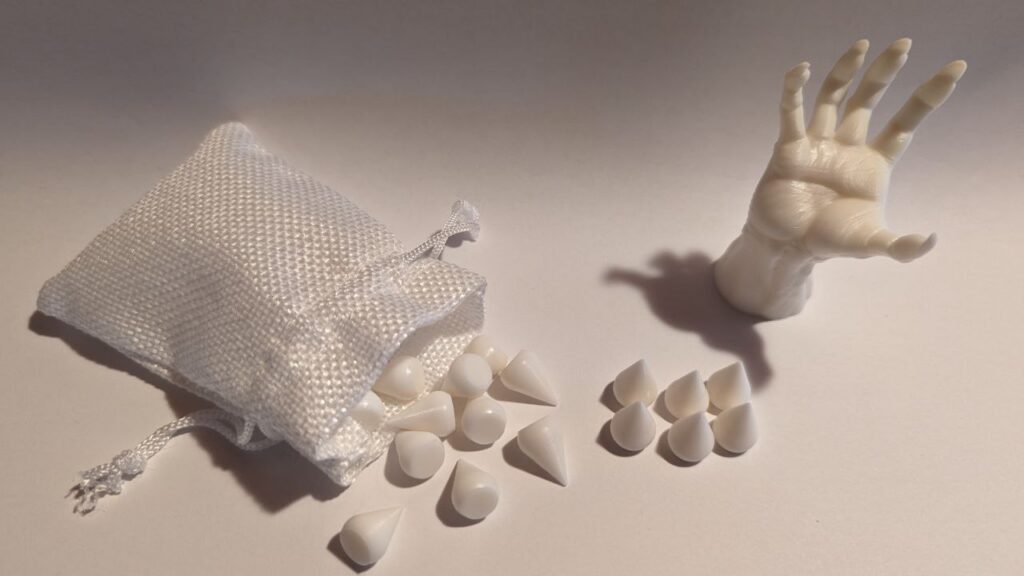 Token VtES a goccia con Edge a mano scheletrica stampati in 3D